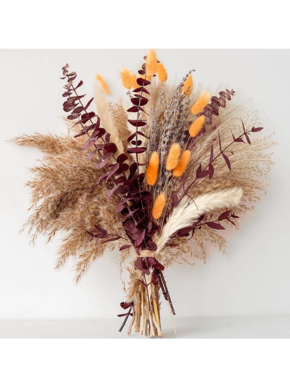 Boho Fall Dried Flower Bouquet with Pampas Grass & Orange Bunny Tails - Autumn